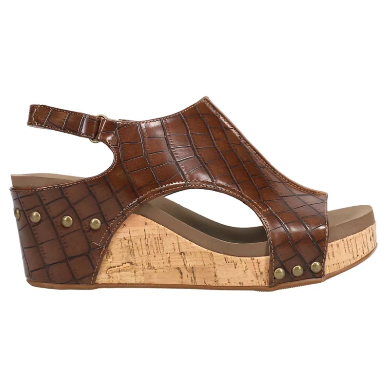 Carley Crocodile Studded Slingback Wedge Sandals sold by Shoebacca