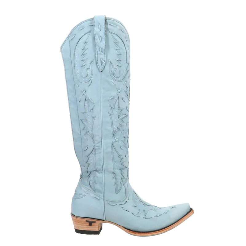 Reverie Knee High Corset Embroidered Tooled Inlay Snip Toe Cowboy Boot made by Shoebacca