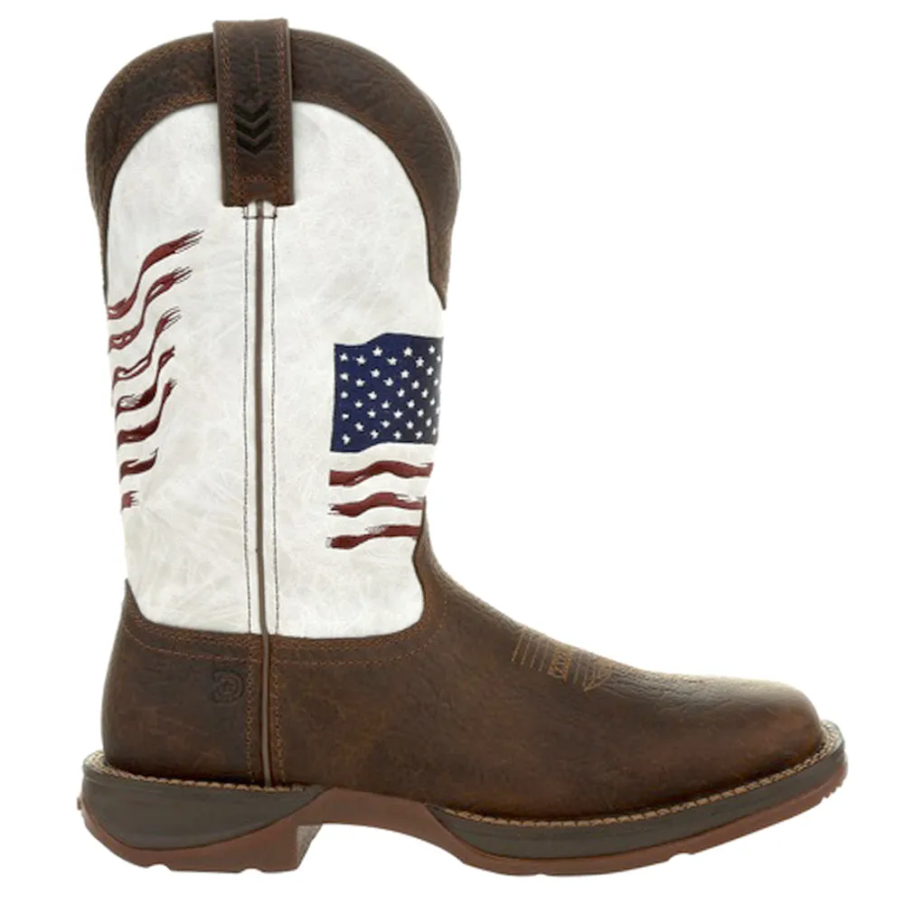 Durango Distressed Flag Embroidery Western Boot sold by Shoebacca