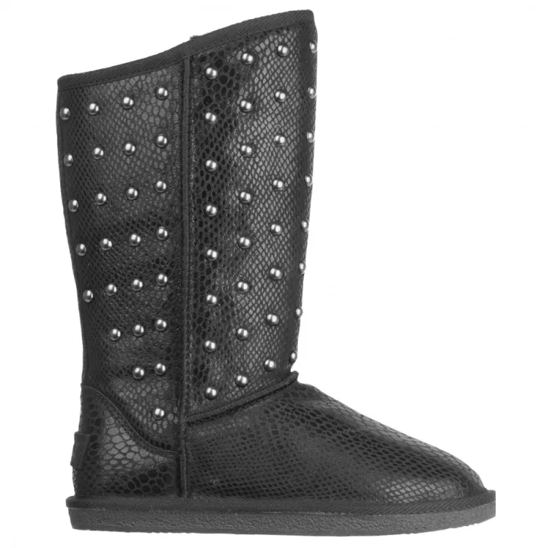 Kimi Snake Studded Round Toe Pull On Boots made by Shoebacca