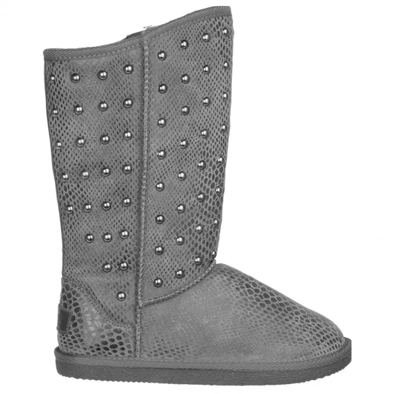 Kimi Snake Studded Round Toe Pull On Boots made by Shoebacca