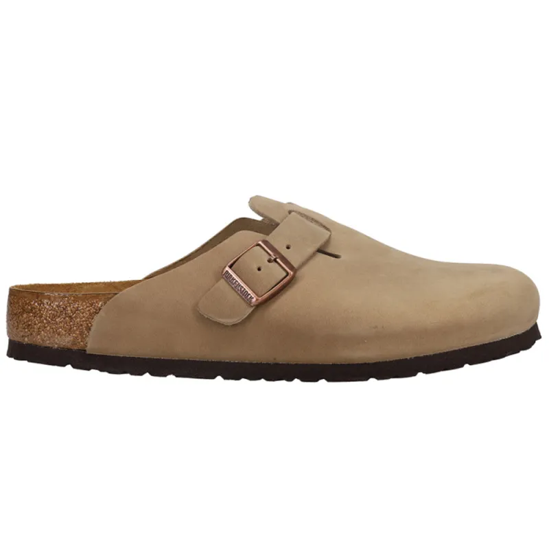 Boston Soft Footbed Oiled Leather Clogs sold by Shoebacca