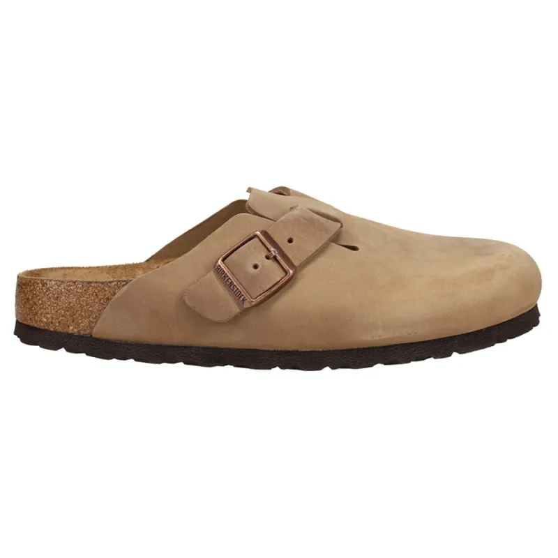 Boston Soft Footbed Oiled Leather Clogs sold by Shoebacca