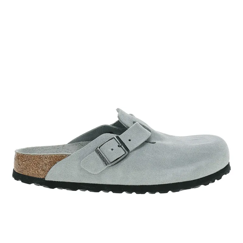 Boston Soft Footbed Suede Leather Clogs made by Shoebacca