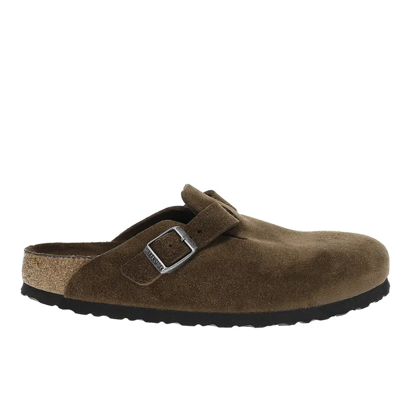 Boston Soft Footbed Suede Leather Clogs sold by Shoebacca
