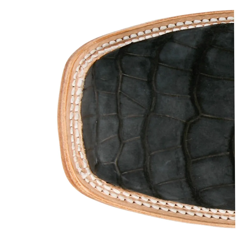 Miguel 11 Inch Sueded American Alligator Square Toe Cowboy Boots sold by Shoebacca product image thumbnail 4