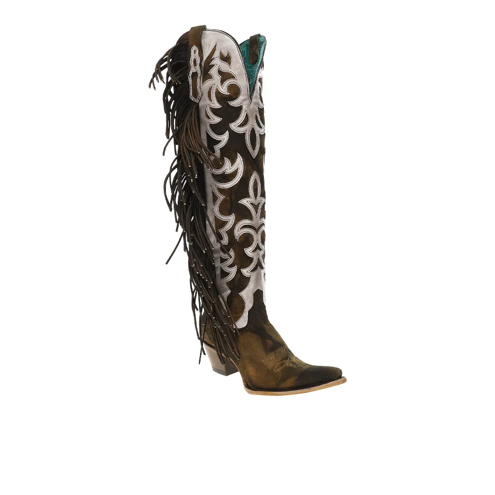 Embroidered And Overlay With Fringe Pointed Toe Cowboy Boots sold by Shoebacca product image thumbnail 2