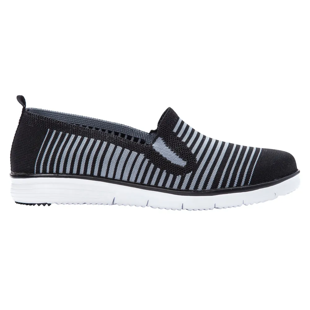 Travel Fit Striped Slip On Sneakers sold by Shoebacca