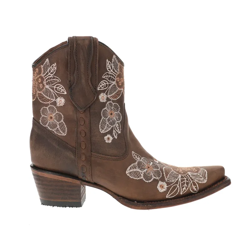 Floral Embroidered Snip Toe Cowboy Booties made by Shoebacca