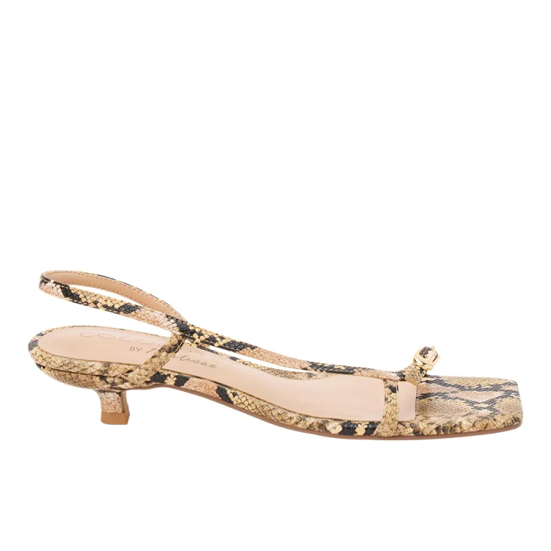Fernando Snake Print Kitten Heel Sandals sold by Shoebacca