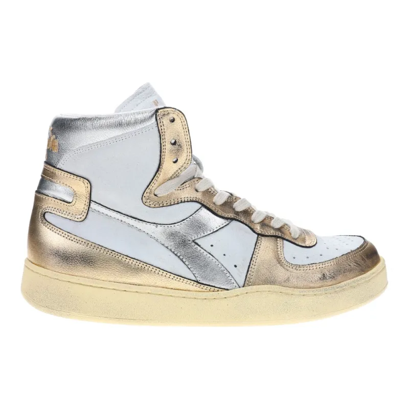 Mi Basket Metallic Pigskin Used High Top Sneakers made by Diadora