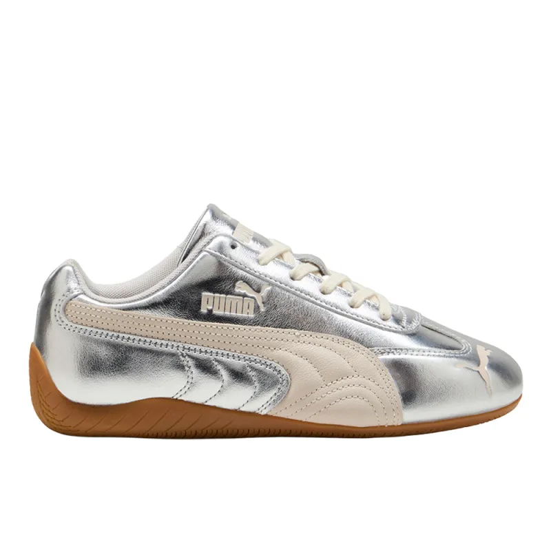 Speedcat Silver Lace Up Sneakers made by Puma