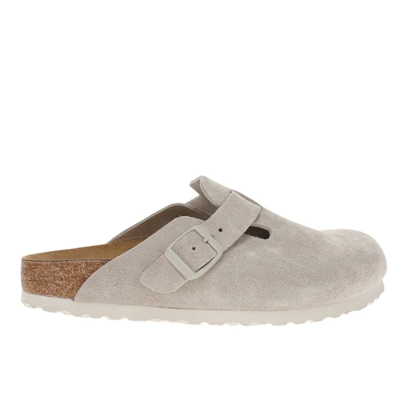 Boston Suede Leather Footbed Clogs sold by Shoebacca
