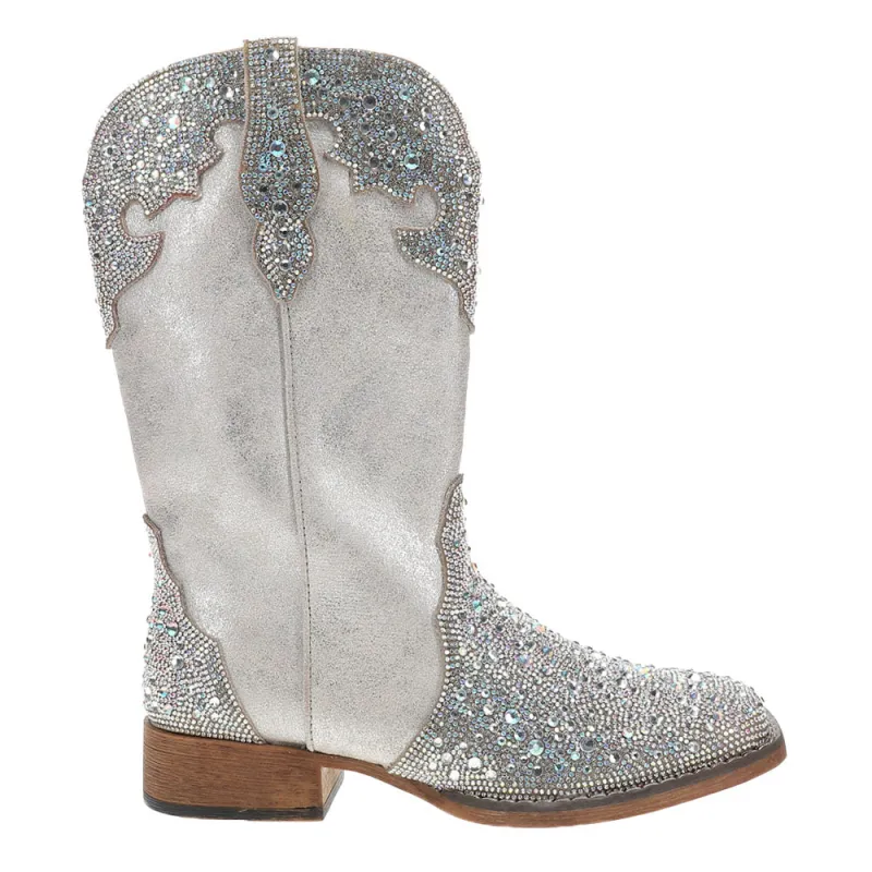 Starlit Rhinestone Square Toe Cowboy Boots sold by Shoebacca