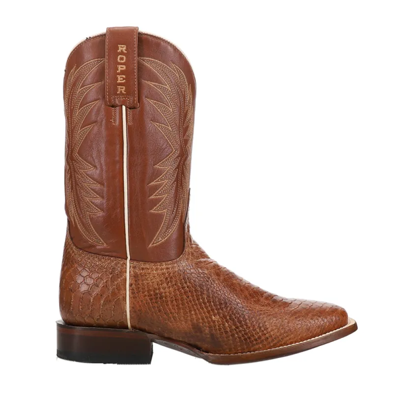 Diesel Embroidered Python Animal Print Square Cowboy Boots made by Roper