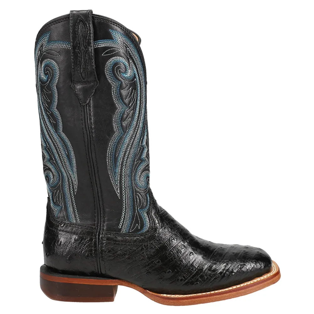 Premium Exotic Full Quill Ostrich Embroidered Square Toe Pull On Cowboy Boots sold by Shoebacca