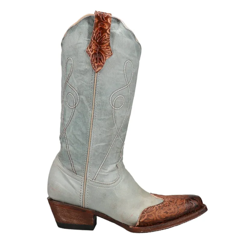 Madison Embossed Embroidered Snip Toe Pull On Cowboy Boots made by Shoebacca