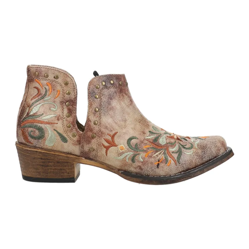Ava Floral Embroidered Snip Toe Cowboy Booties made by Roper