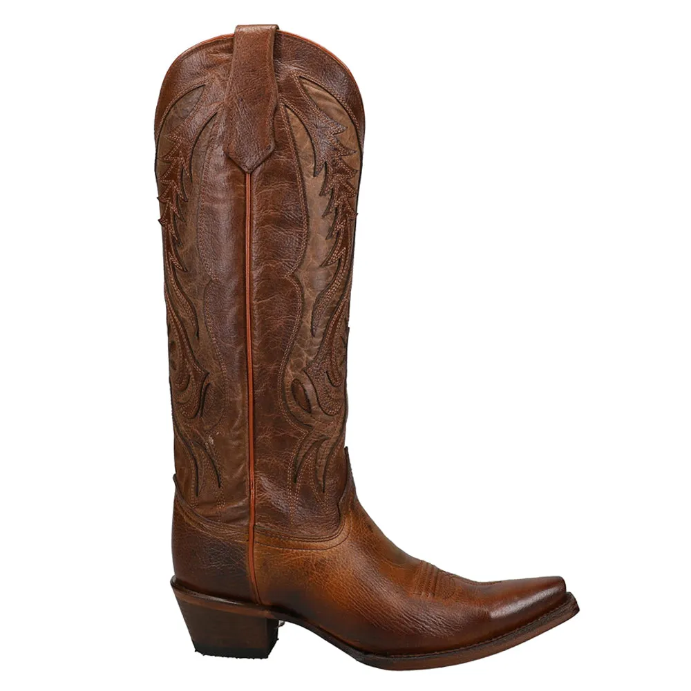 Bronze Tooled Inlay Snip Toe Cowboy Boots sold by Shoebacca