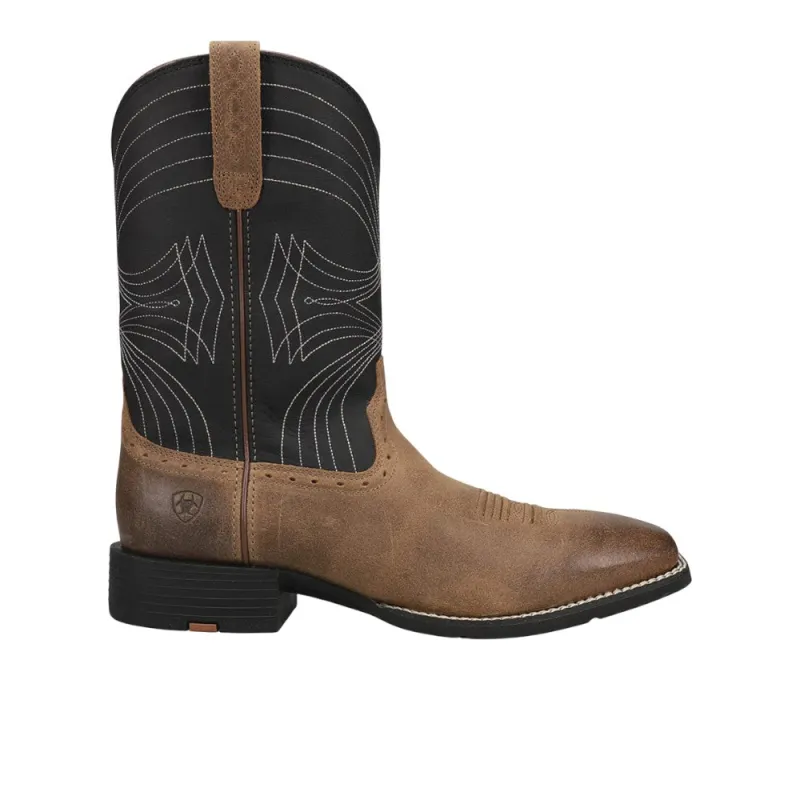 Sport Wide Embroidered Square Toe Pull On Cowboy Boots made by Ariat