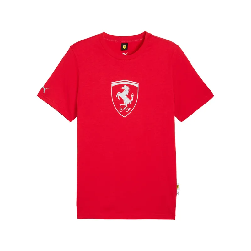 Scuderia Ferrari Sportswear Tonal Shield Logo Crew Neck Short Sleeve T-Shirt made by Puma