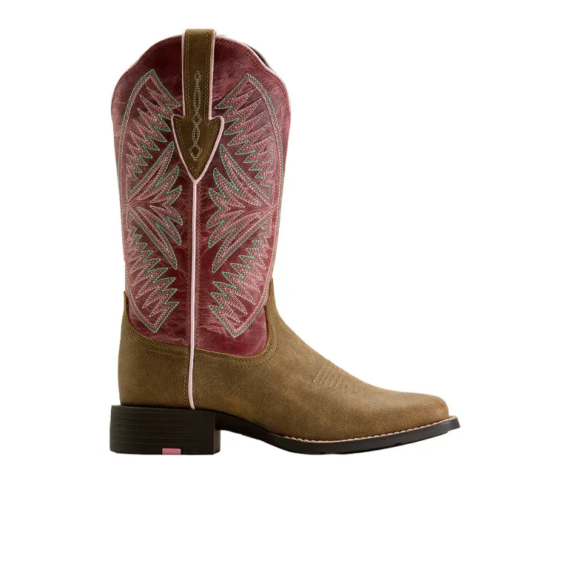 Round Up Ruidoso Wide Square Toe Pull On Cowboy Boots made by Ariat