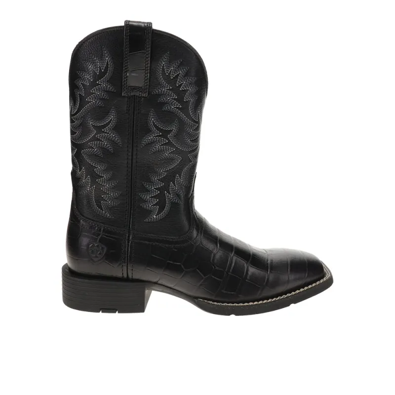 Sport Latigo Croc Wide Square Toe Pull On Cowboy Boots made by Ariat
