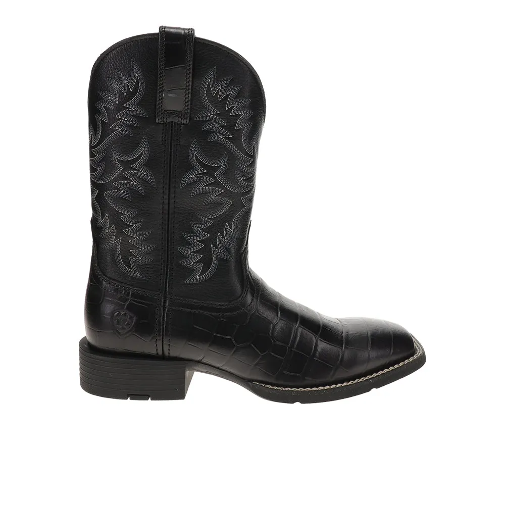 Sport Latigo Croc Wide Square Toe Pull On Cowboy Boots sold by Shoebacca