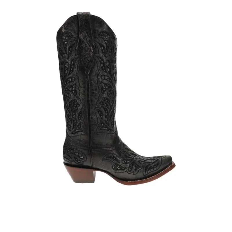 Glitter Inlay And Embroidery Snip Toe Cowboy Boots made by Shoebacca