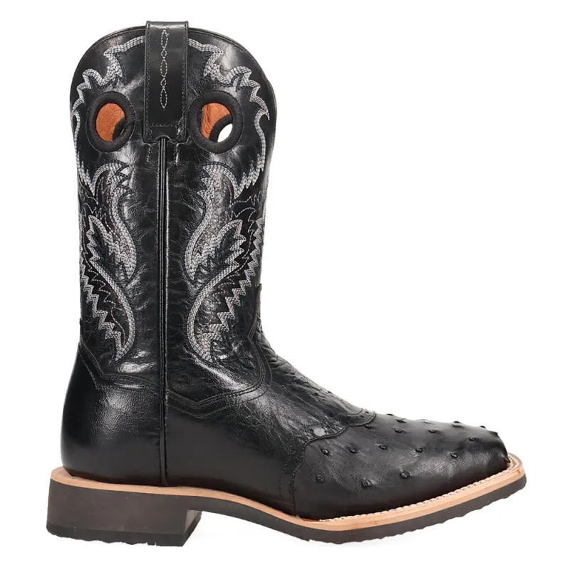 Martel Full Quill Ostrich Pull On Square Toe Cowboy Boots made by Shoebacca