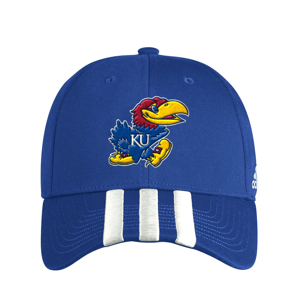 Kansas Jayhawks 3-Stripes Structured Adjustable Cap sold by Shoebacca