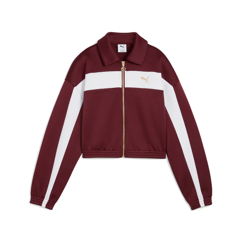 Relaxed Cropped Embroidered Full Zip Track Jacket sold by Shoebacca