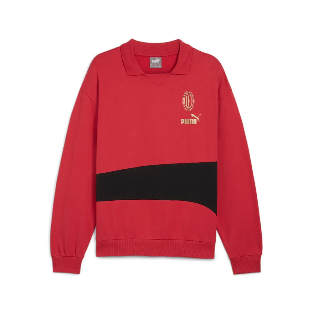 AC Milan Culture Sweat Drill Long Sleeve Polo Shirt sold by Shoebacca