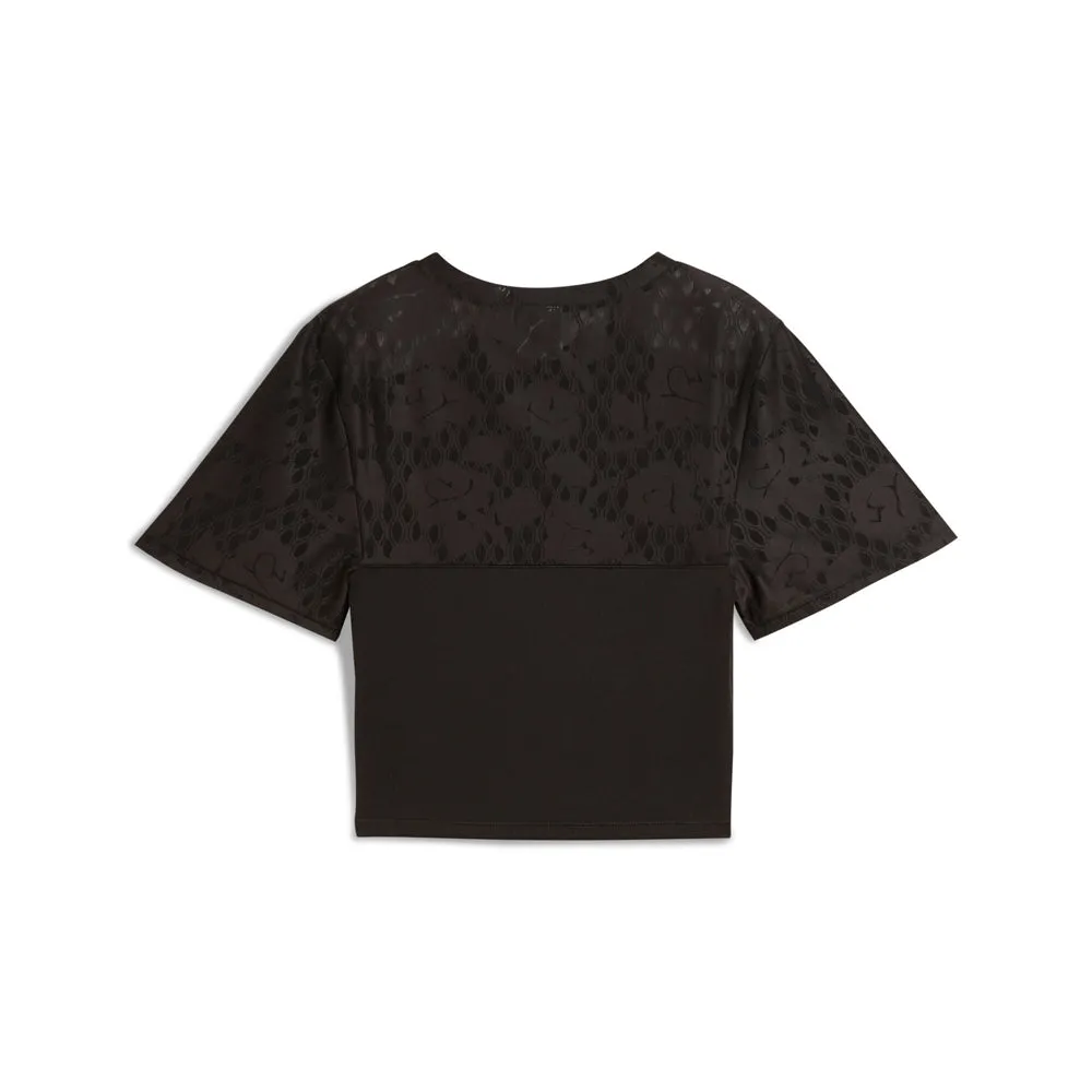 Lace Cropped Crew Neck Short Sleeve T-Shirt sold by Shoebacca product image thumbnail 2