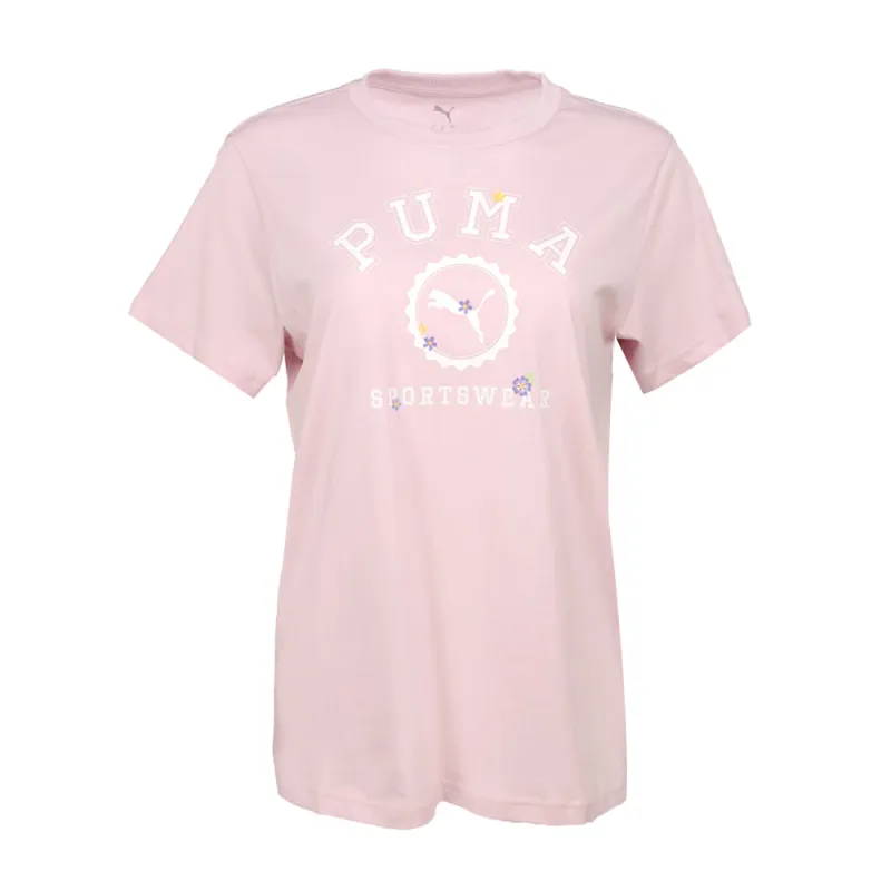 Floral Varsity Badge Crew Neck Short Sleeve T-Shirt made by Puma