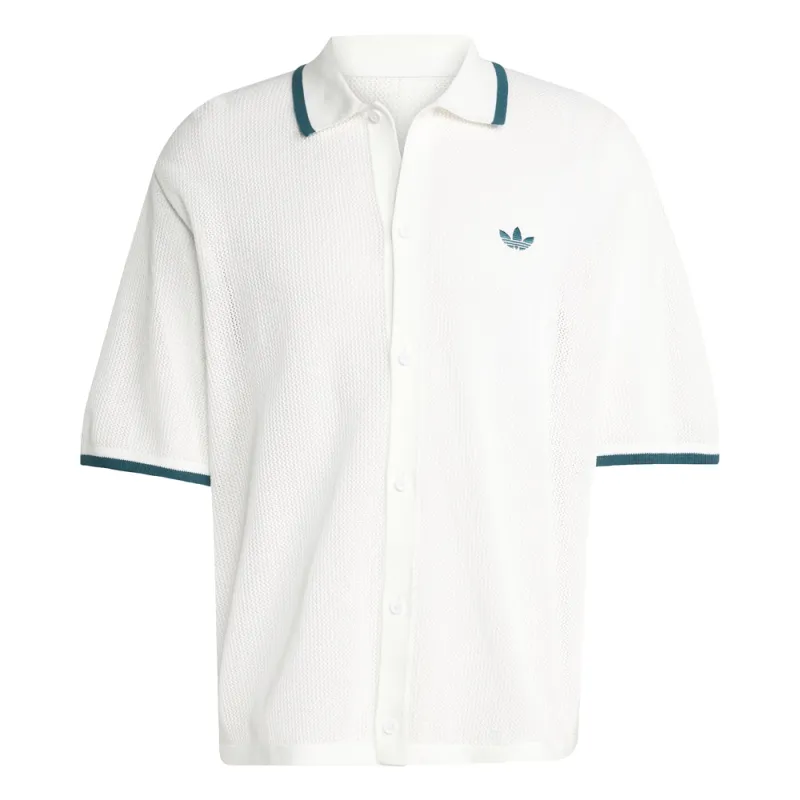 Knitted Collared Short Sleeve Button Up Shirt made by Adidas