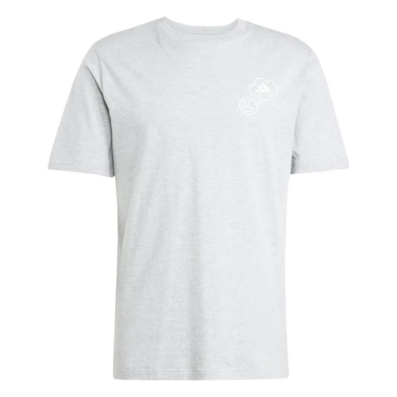Lounge Verbiage Circle Graphic Crew Neck Short Sleeve T-Shirt made by Adidas