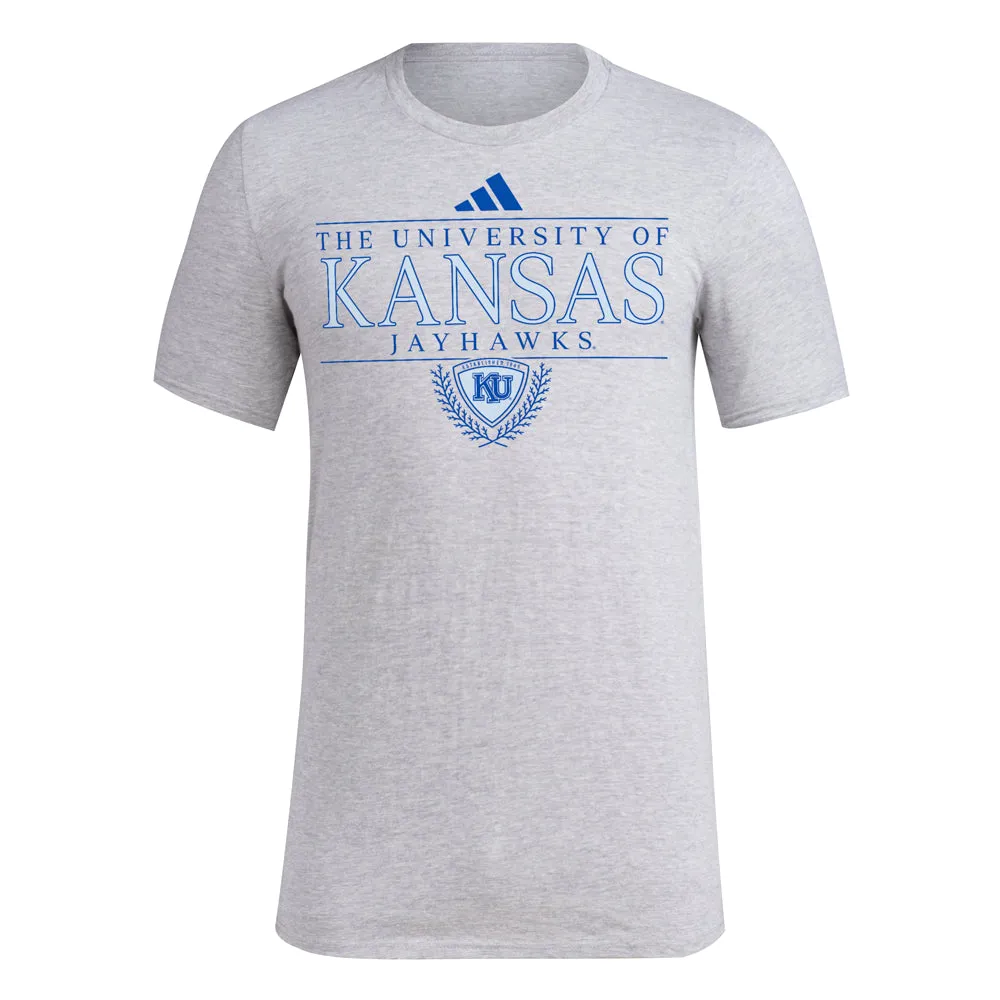 Kansas Jayhawks Fresh Logo Crew Neck Short Sleeve T-Shirt sold by Shoebacca