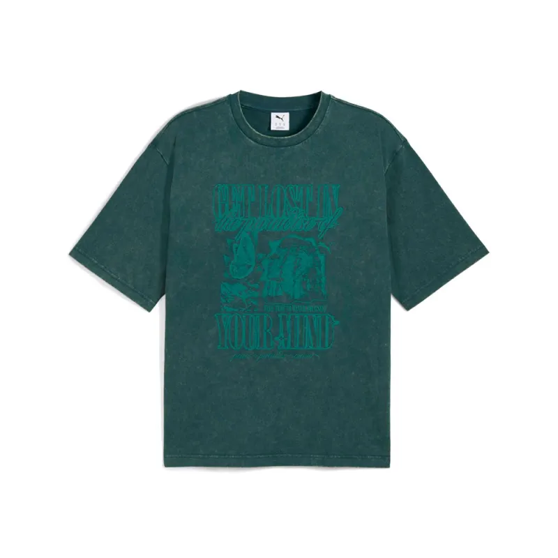 Paradise Mindset Washed Boxy Graphic Crew Neck Short Sleeve T-Shirt made by Puma