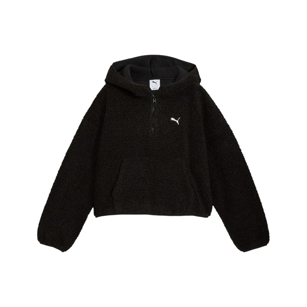 Wardrobe Essentials Oversized Polar Fleece Quarter Zip Hoodie sold by Shoebacca