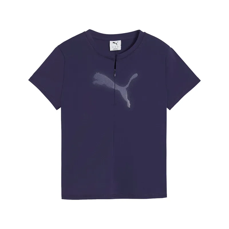 Dare To Slim Warp Knit Graphic Crew Neck Half Zip T-Shirt made by Puma