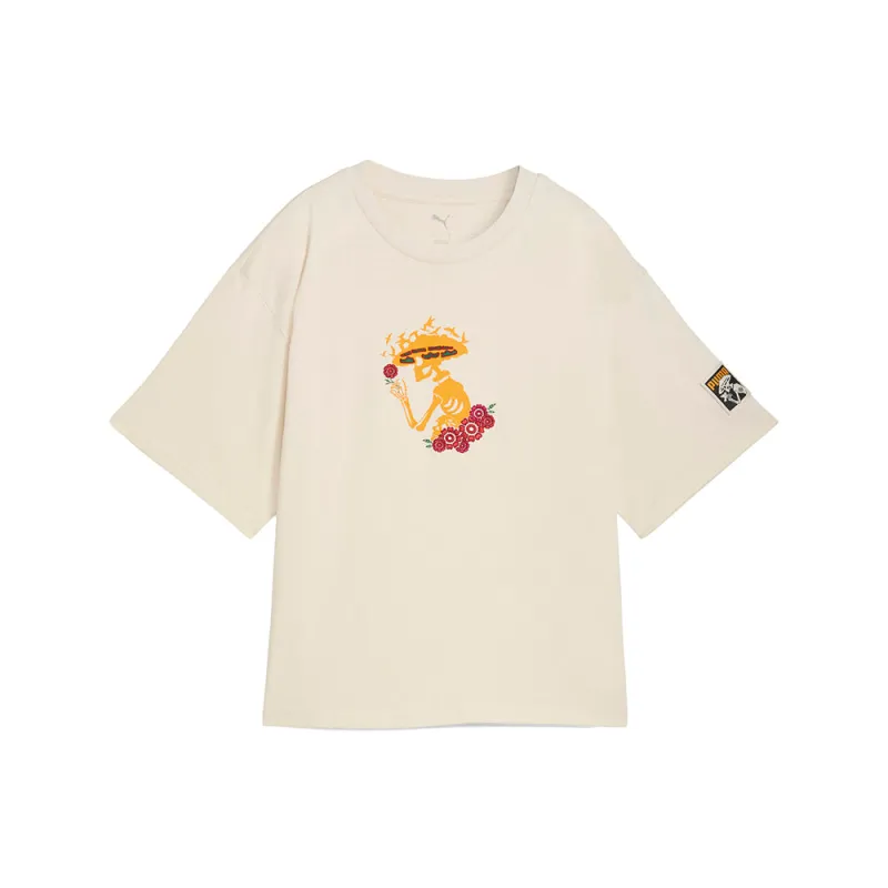 Wardrobe Essentials Dia De Muertos Relaxed Crew Neck Short Sleeve T-Shirt made by Puma