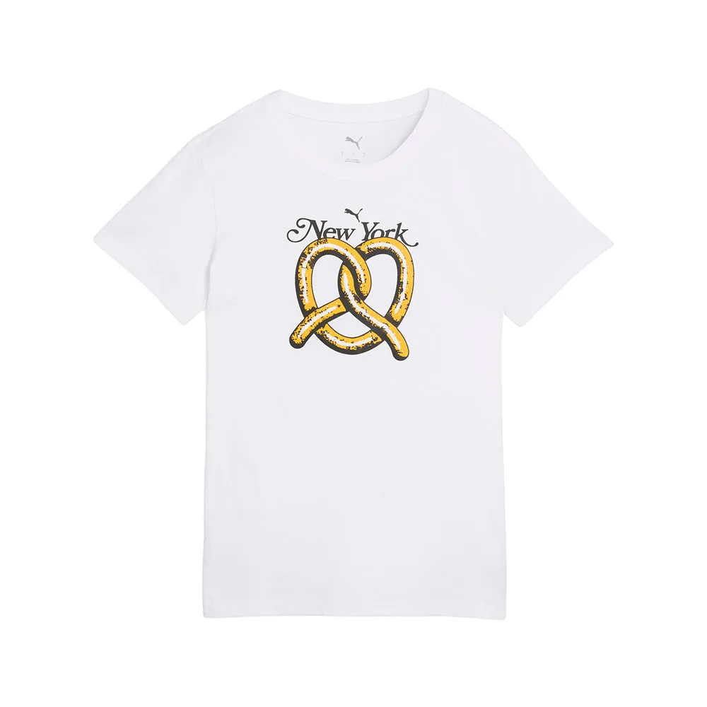 Graphics NYC Pretzel Crew Neck Short Sleeve T-Shirt sold by Shoebacca