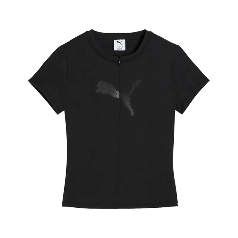 Dare To Slim Warp Knit Graphic Crew Neck Half Zip T-Shirt made by Puma