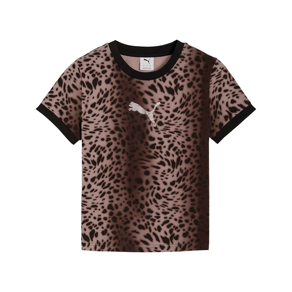 Leopard Luxe Slim Crew Neck Short Sleeve T-Shirt sold by Shoebacca