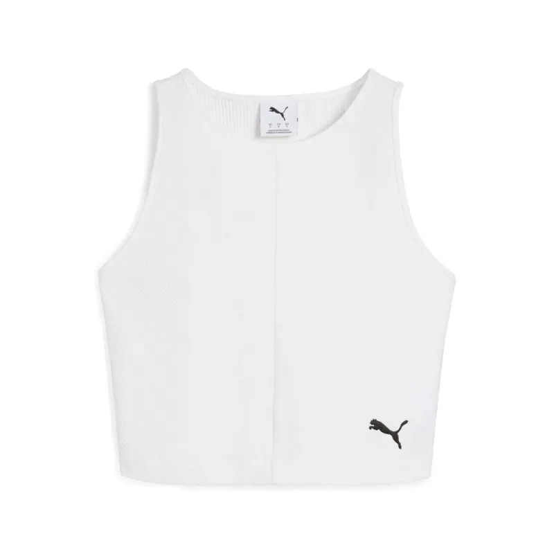 Wardrobe Essentials Ribbed Crop Crew Neck Tank Top made by Puma