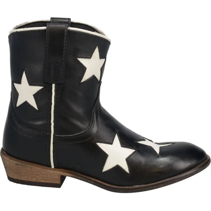Star Tooled-Inlay Round Toe Pull On Cowboy Boots made by Laredo