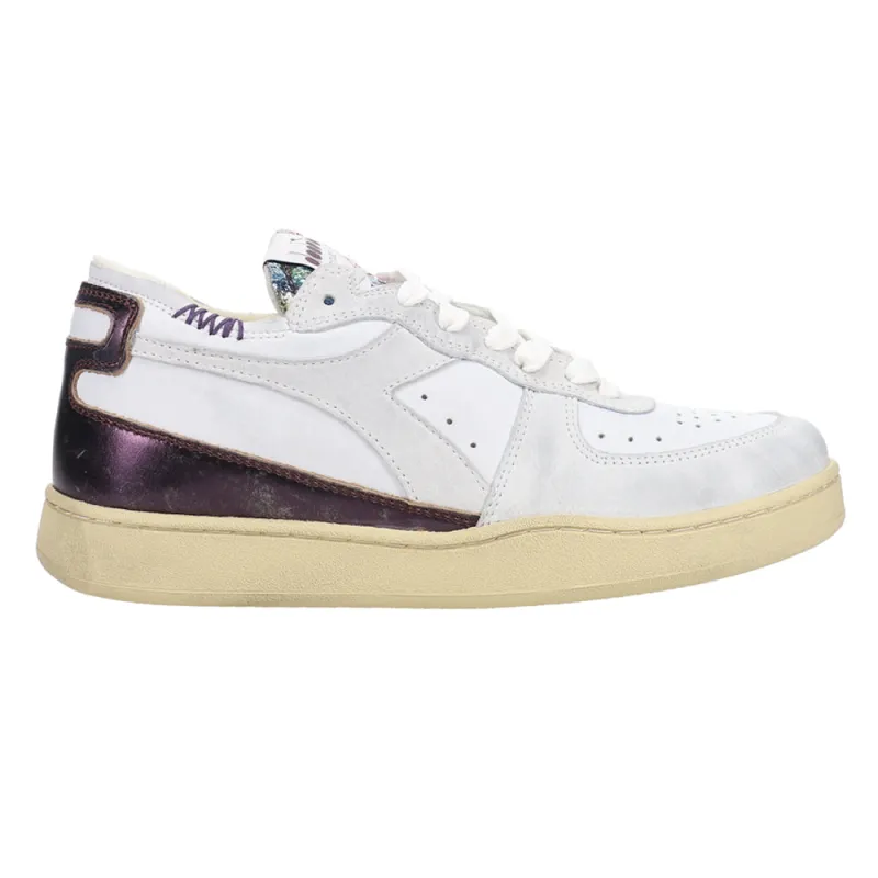 Mi Basket Row Cut Dirty Metallic Lace Up Sneakers made by Diadora