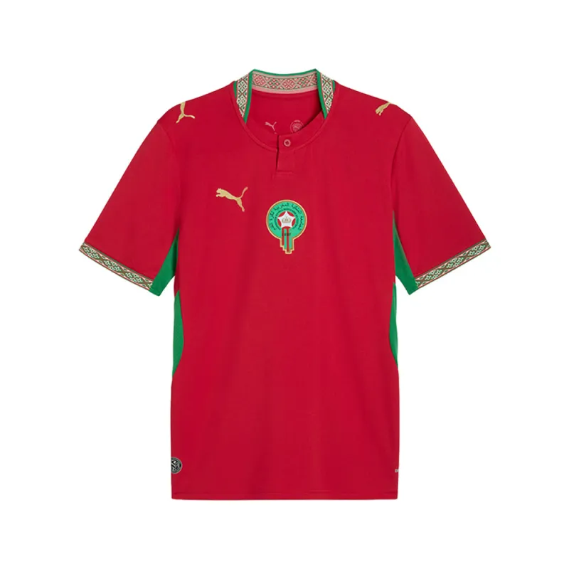 Morocco Home Henley Neck Short Sleeve Replica Jersey made by Puma