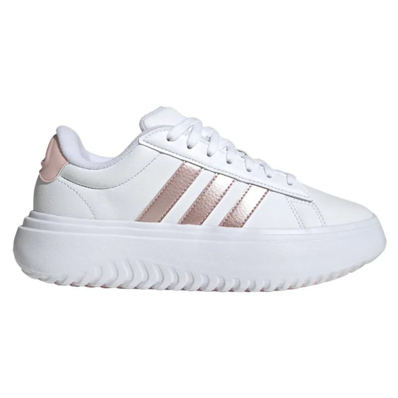 Grand Court Metallic Platform Lace Up Sneakers made by Adidas
